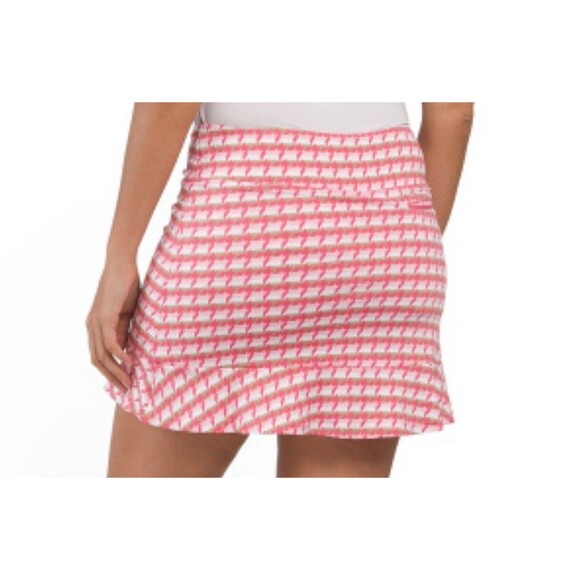 NEW Golftini Women Pull-On Friendship Ruffle Skort Pink White Tan Golf Tennis L - Picture 4 of 9